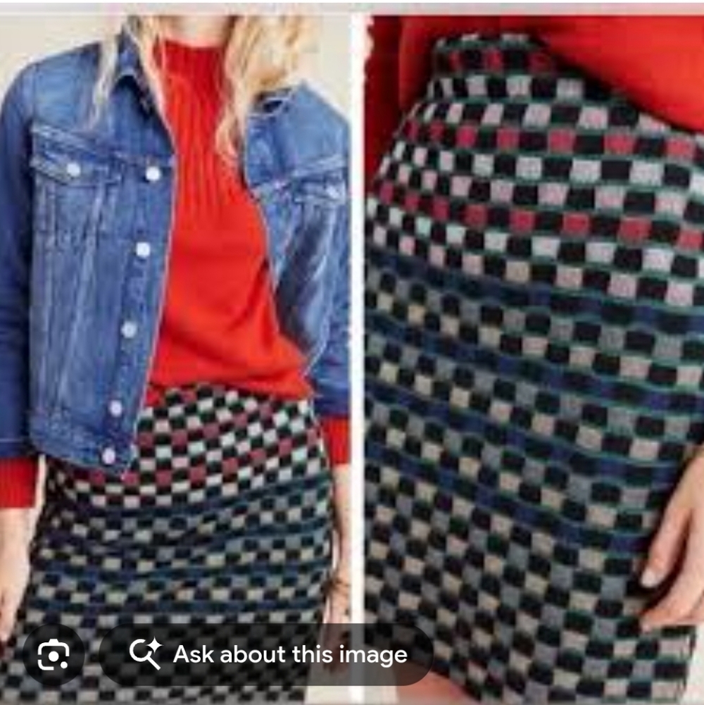 Aldo Martins X Anthropologie Stevini Knit Pencil Skirt Wool Blend Knit Geometric